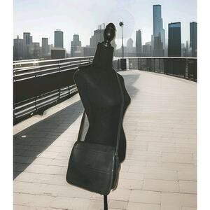 Vintage COACH 9092 Tribeca Stitch Flap Dark Blue Leather Crossbody Bag 10x9x3